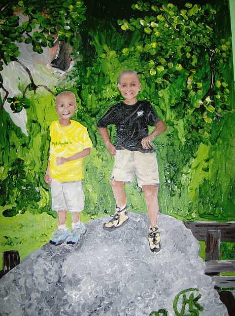 Portrait Painting - Portrait of two boys by Michaela Gilt Portrait Painting - Portrait of two boys by Michaela Gilt