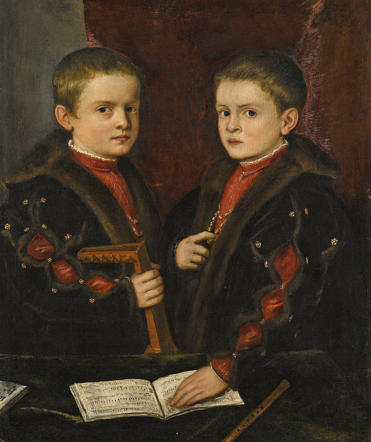 Beautiful Painting - Portrait of two Boys said to be members of the Pesaro Family by Titian and Workshop