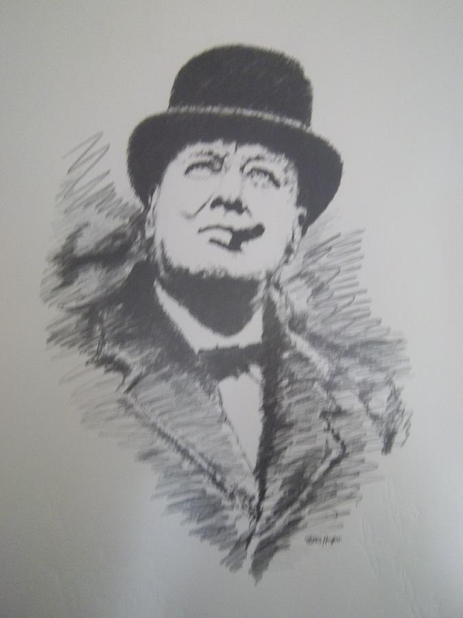 Portrait of Winston Churchill  Mixed Media by Sarah Churchill   Curtis Hooper