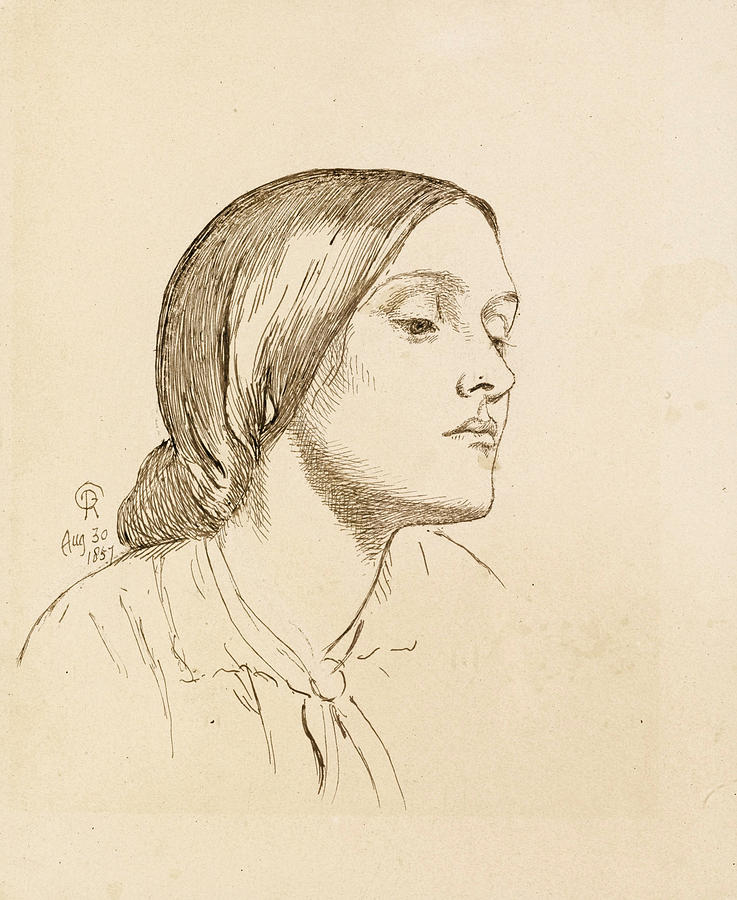 Portrait of Maria Hungerford Pollen Drawing by Dante Gabriel Rossetti