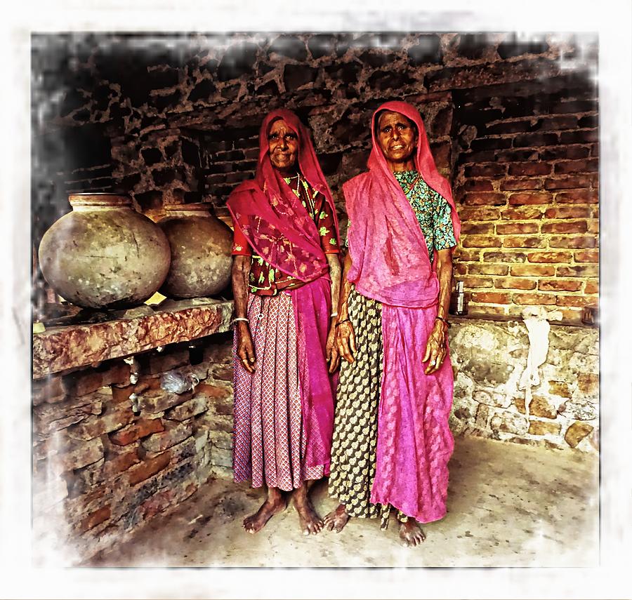 Portrait Sisters Village Elders Seniors Indian Rajasthani 1 Photograph