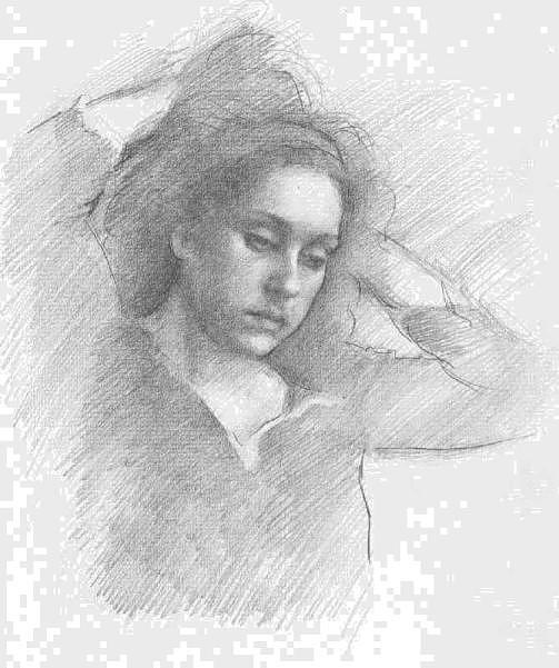 Portrait Drawing - Portrait with Arms Raised by Matthew Kinsey Portrait Drawing - Portrait with Arms Raised by Matthew Kinsey