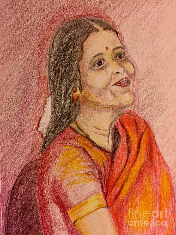 Portrait with colorpencils Painting by Brindha Naveen