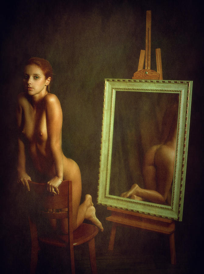 Nude Photograph - Portrait With Rear View Mirror by Zachar Rise