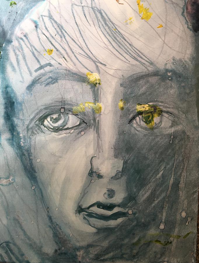 Portrait with Yellow Drawing by Judith Redman