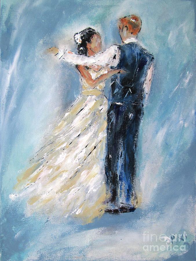 painting of Elegant couple, bride and groom 2015  Painting by Mary Cahalan Lee - aka PIXI