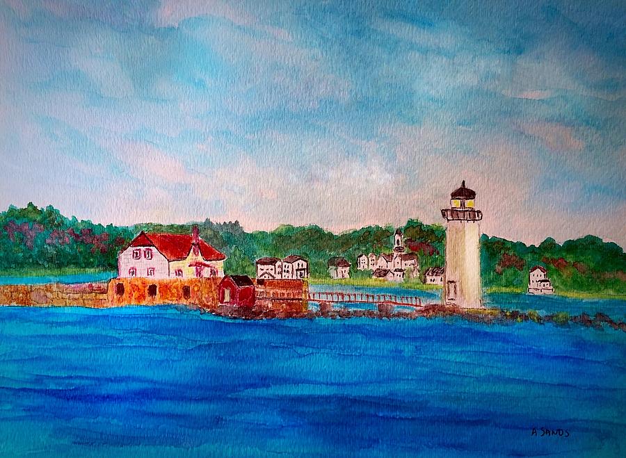 Portsmouth Harbor Lighthouse Painting by Anne Sands