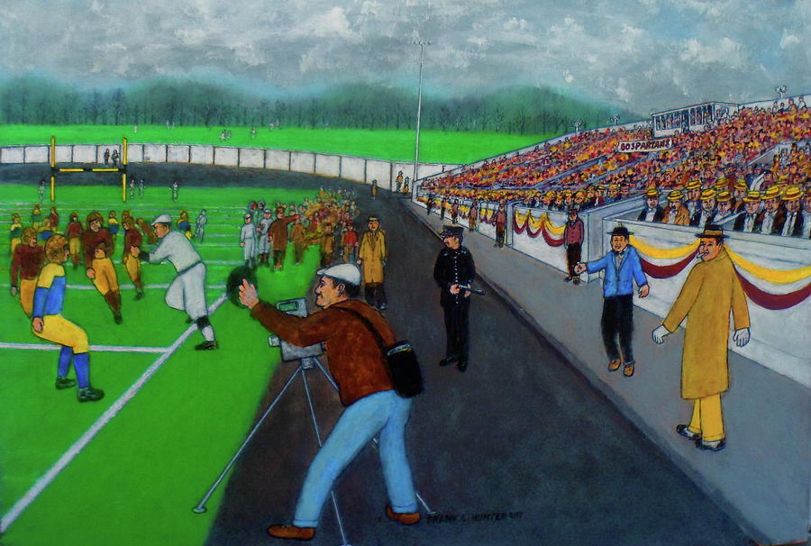 Portsmouth Spartans vs Greenbay Packers 1930 NFL Painting by Frank Hunter
