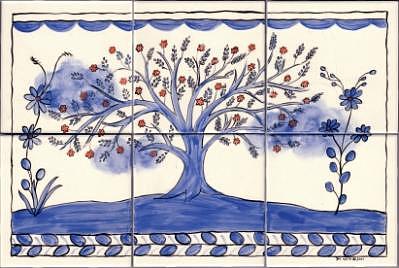 Portuguese Folk Art-Style Tree Of Life Ceramic Art by Dy Witt - Fine ...