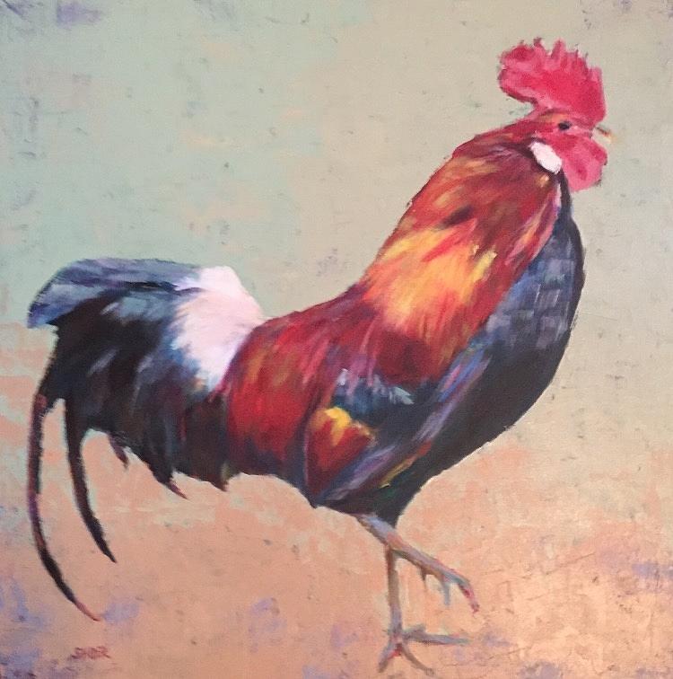 Portuguese Rooster Painting by Kathy Stiber
