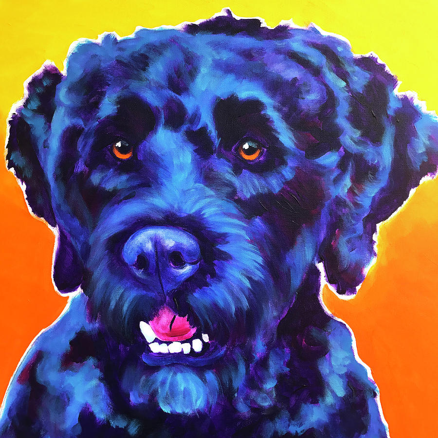 Dog Painting - Portuguese Water Dog - Banks by Dawg Painter