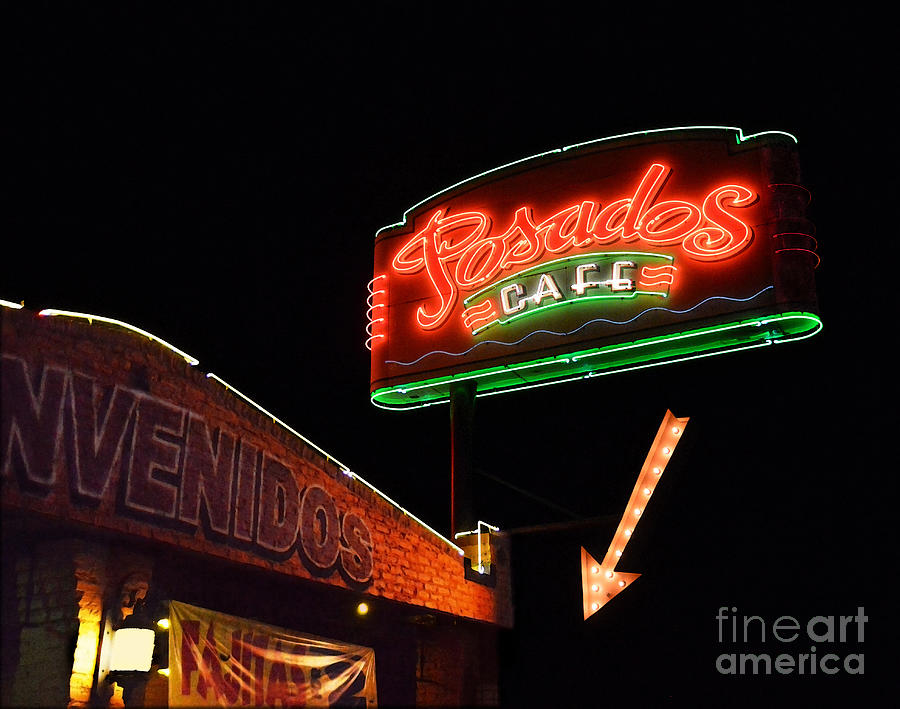 Posados Cafe Neon Sign Photograph by Catherine Sherman