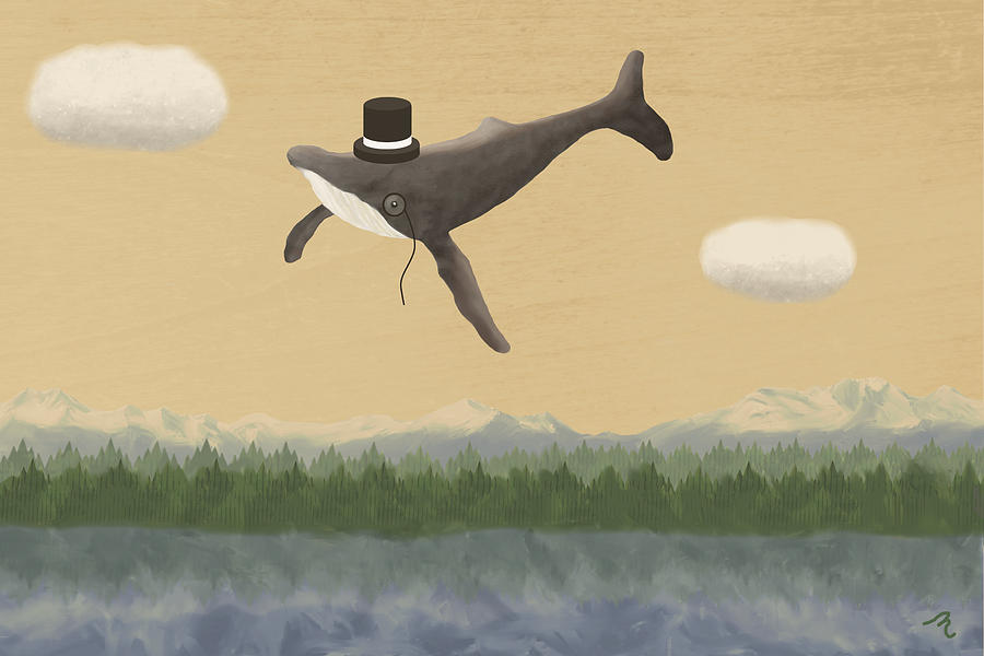 Whale Digital Art - Posh Flying Whale by Robert M