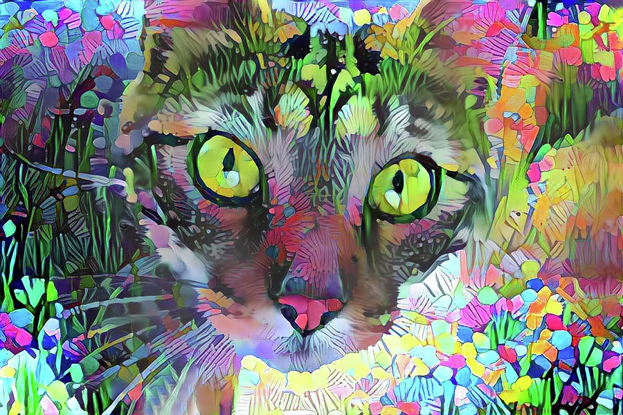 Posie the Tabby Cat Digital Art by Peggy Collins