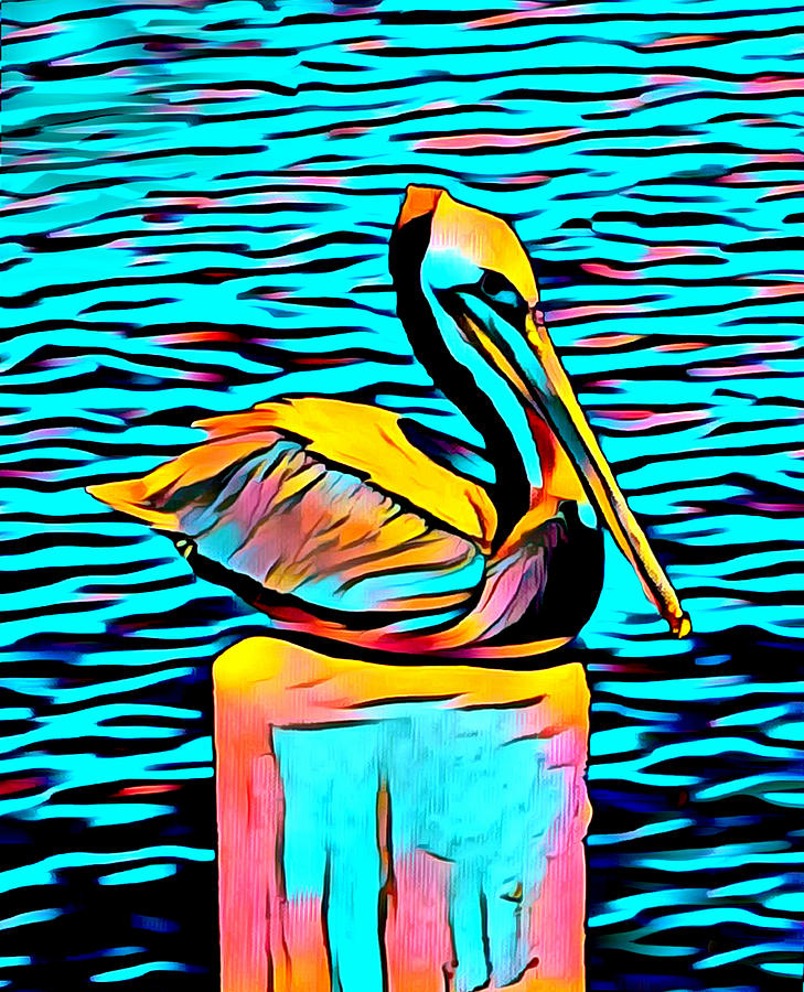 Posing Pelican at Stearns Wharf Abstract Photograph by Barbara Snyder