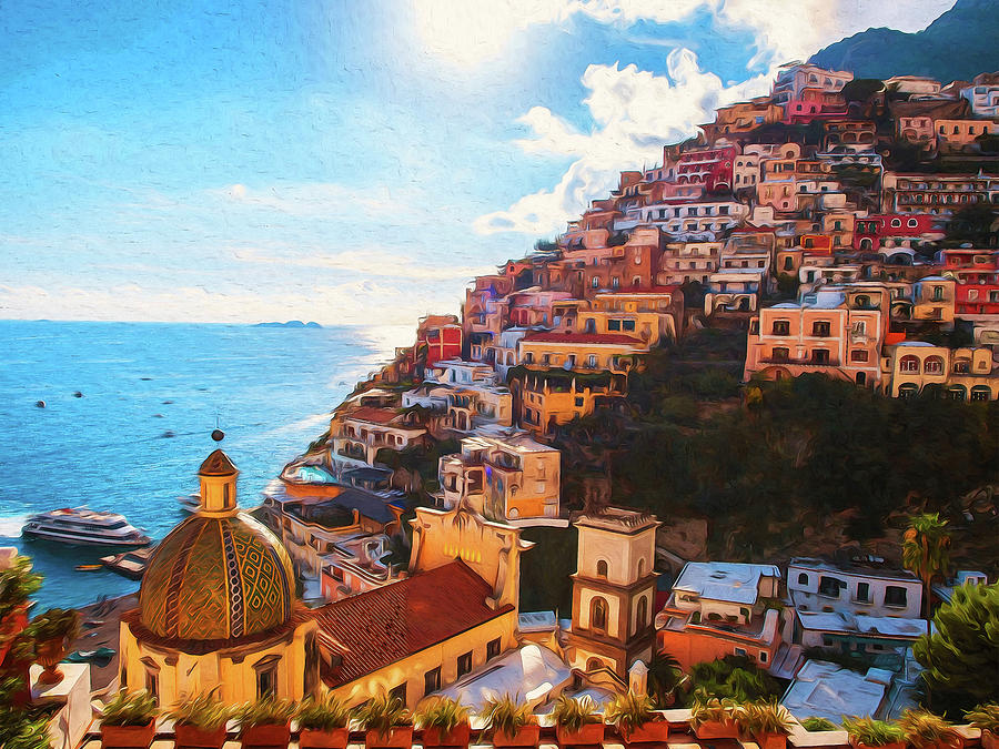 Positano, Beauty Of Italy - 01 Painting By Am Fineartprints - Fine Art 