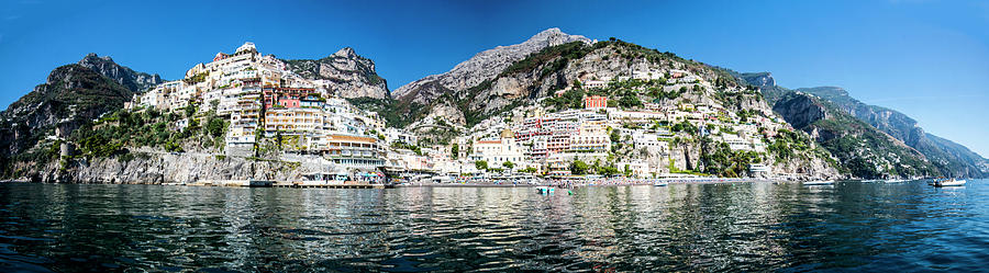 Boat Photograph - Positano from the Sea - Panorama I by Matt Swinden