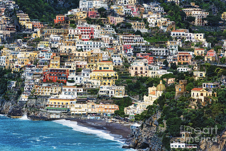 Architecture Photograph - Positano Houses and Beach from Above by George Oze