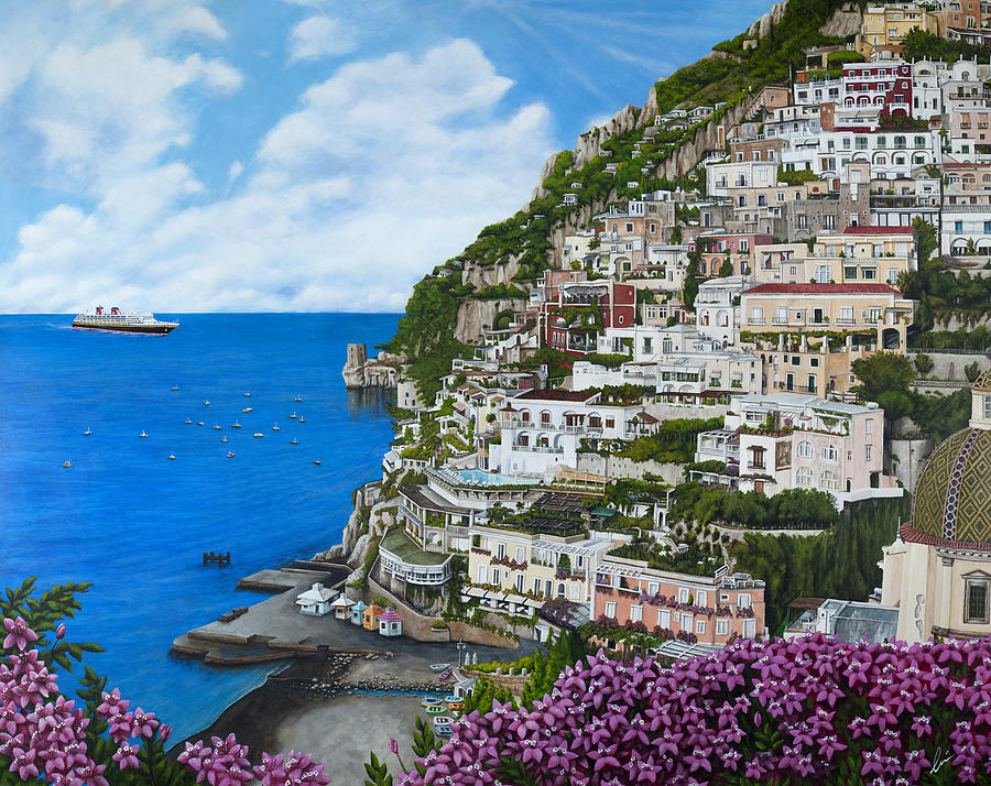 Flower Painting - Positano Italy by Cindy D Chinn