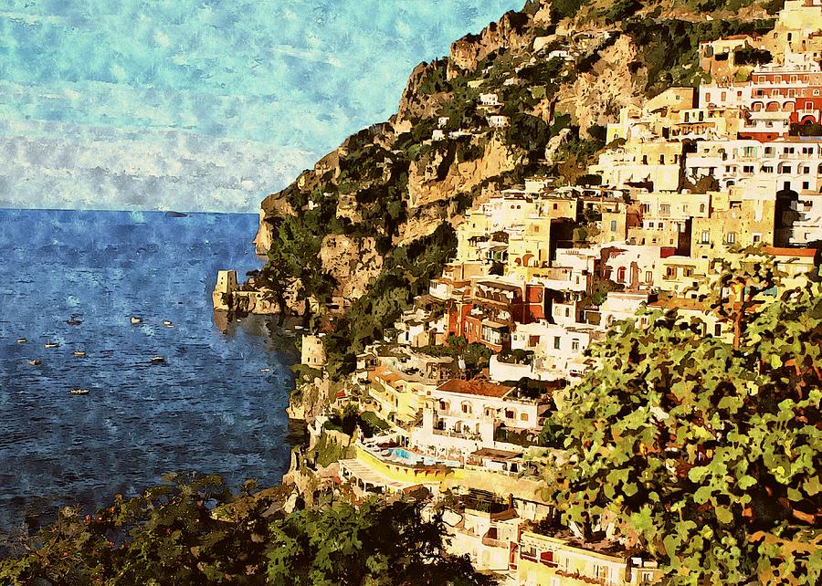 Positano Watercolor Mixed Media by Mary Pille | Fine Art America