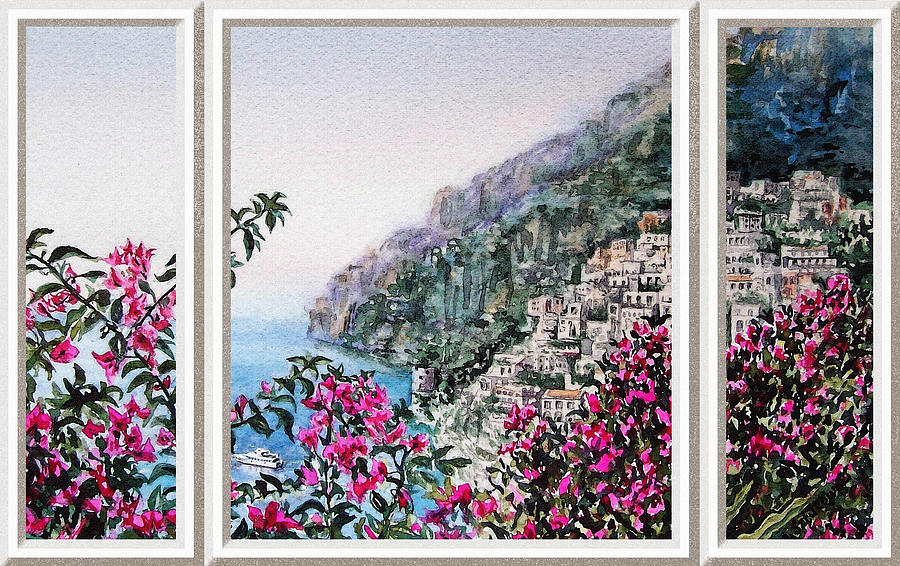 Positano Window View Painting by Irina Sztukowski