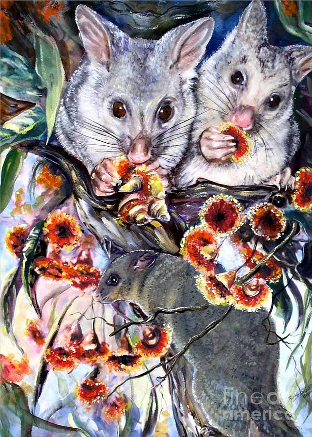 Possum Family Painting by Ryn Shell