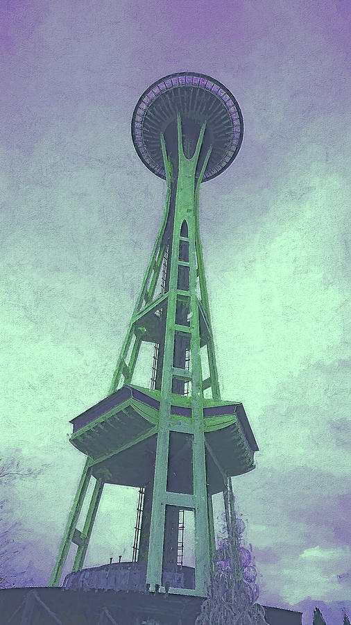 Post apocalyptic space needle Digital Art by Cathy Anderson