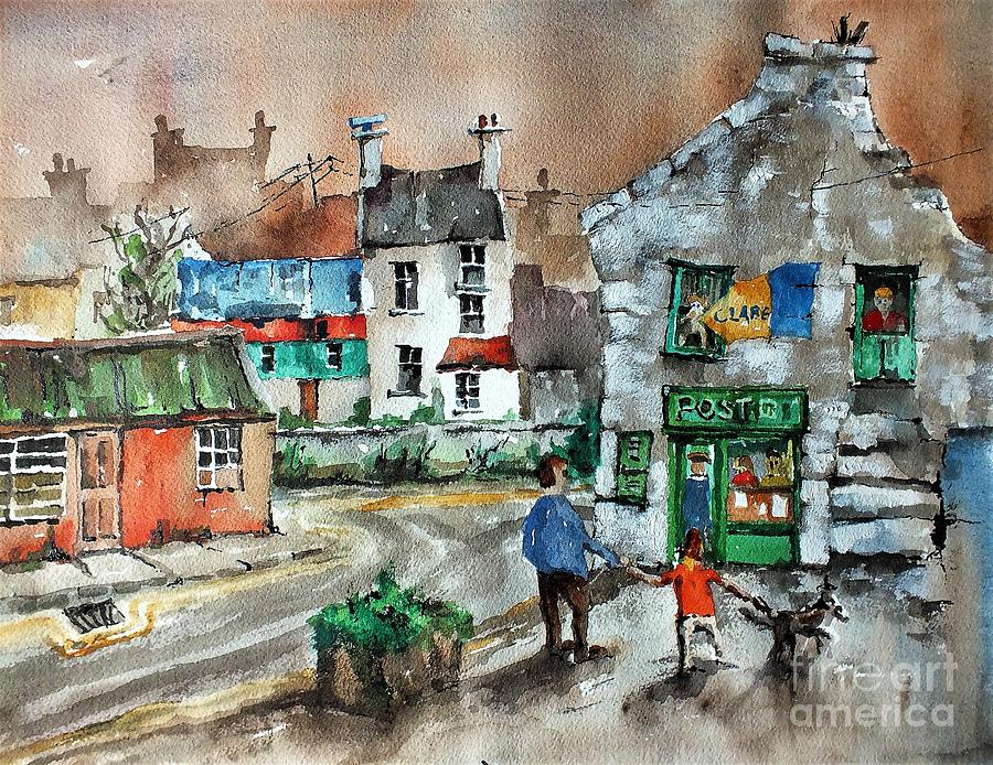 Val Byrne Painting - Post Office Mural in Ennistymon Clare by Val Byrne