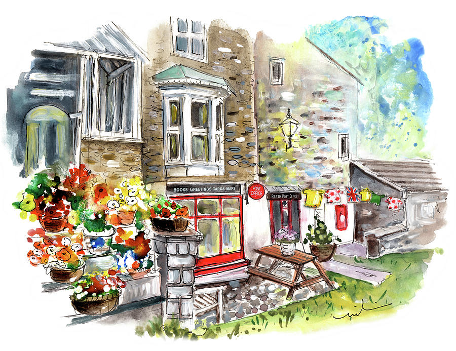 Post office And Book Shop In Reeth Painting by Miki De Goodaboom