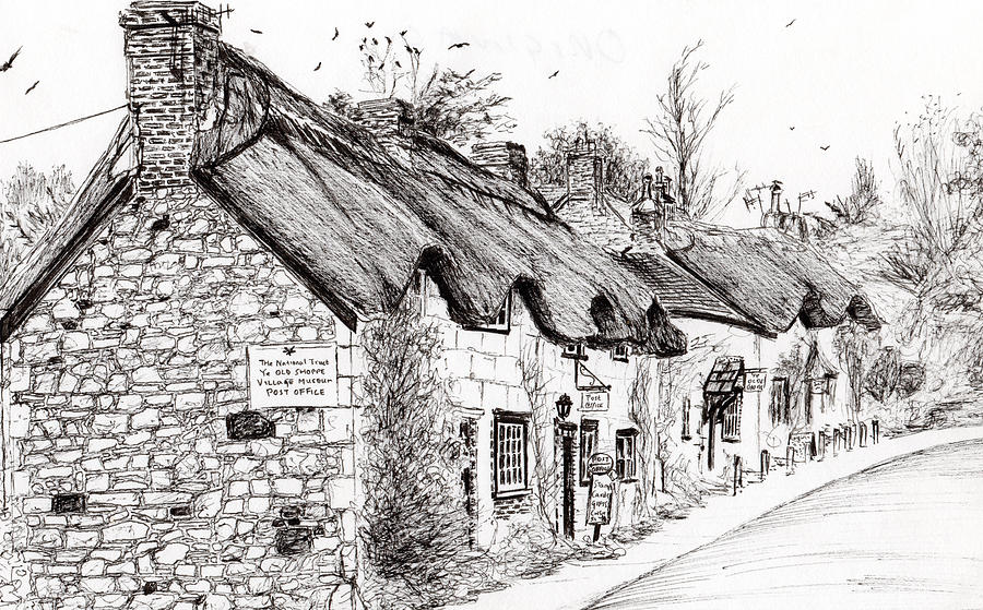 Cottage Drawing - Post office and museum by Vincent Alexander Booth