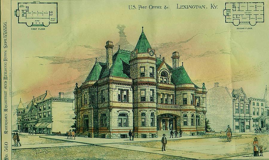 Lexington Painting - Post Office Lexington Kentucky 1886 by Robert Arkinson