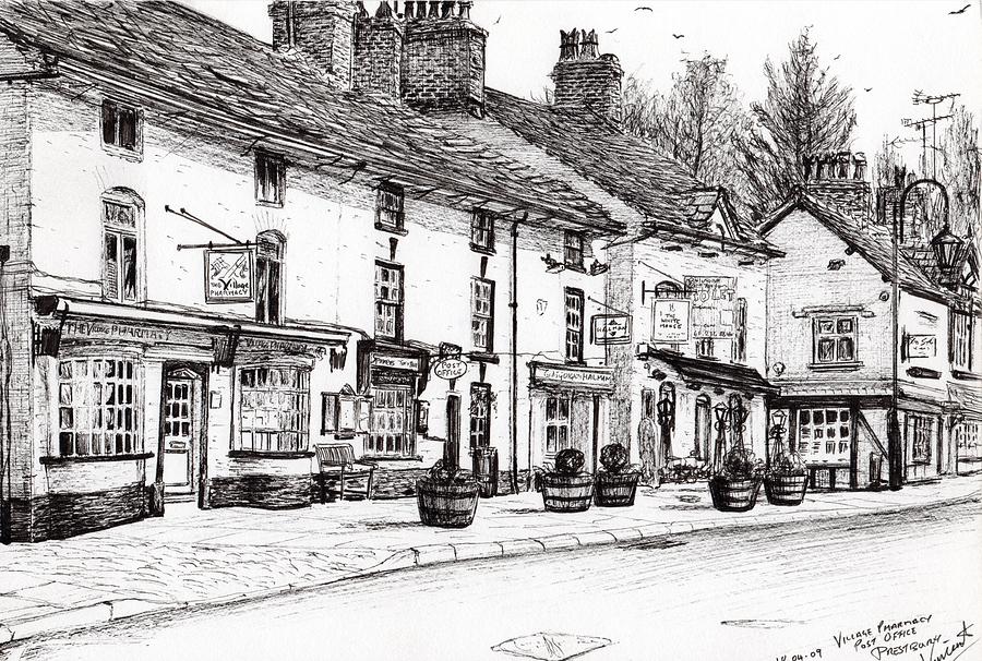 Sign Drawing - Post office  Prestbury by Vincent Alexander Booth