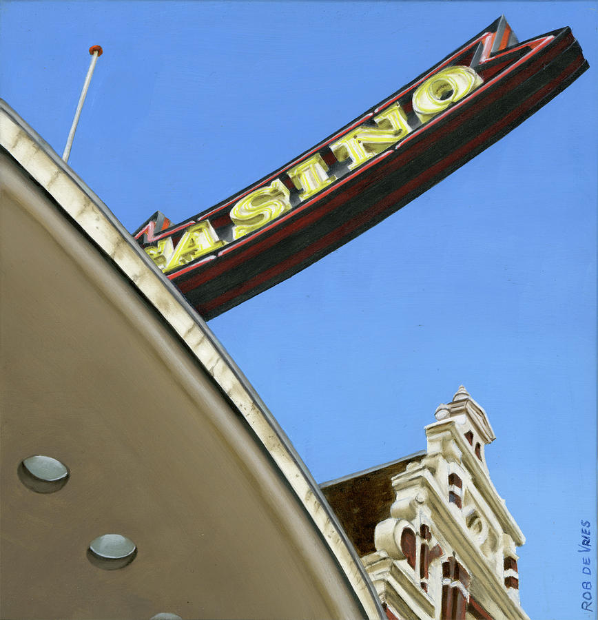 Postcards from Amsterdam no.33, former Cineac Damrak, Painting by Rob De Vries