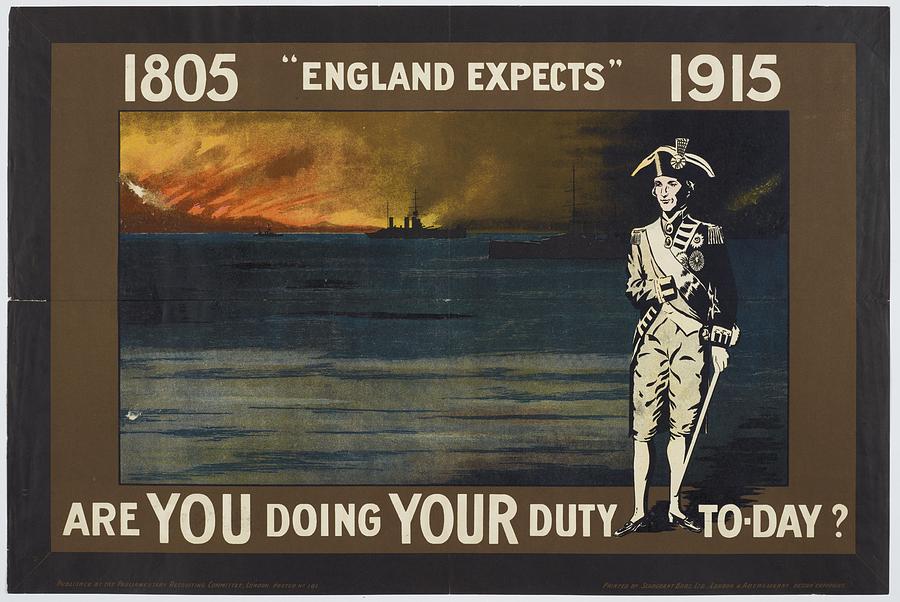Poster 1805 England Expects 1915 1915 United Kingdom by Parliamentary Recruiting Committee Painting by Celestial Images