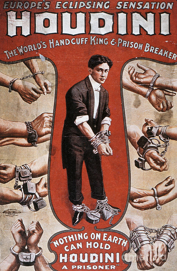 Poster advertising a performance by Houdini, 1906 Drawing by American School