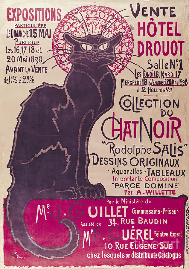 Paris Painting - Poster advertising an exhibition of the Collection du Chat Noir cabaret by Theophile Steinlen