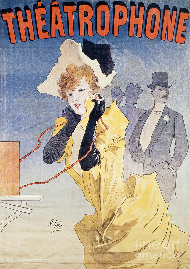 Vintage Painting - Poster Advertising the Theatrophone by Jules Cheret