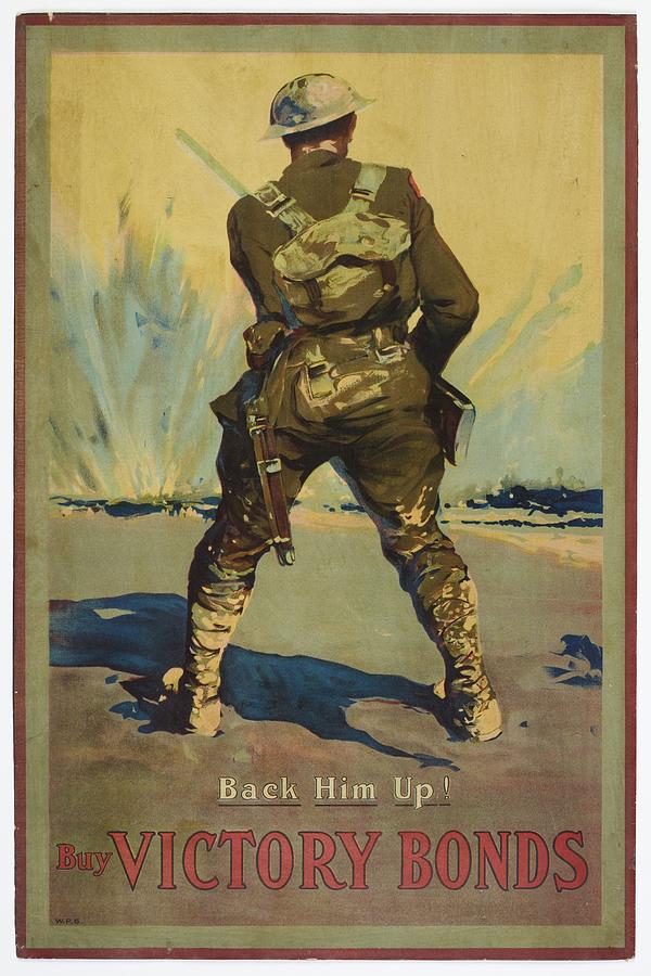 Poster, Back him up, circa 1918, Canada, by Victory Loan Dominion Publicity Committee Painting by Celestial Images