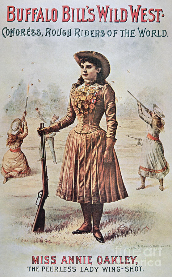 Buffalo Painting - Poster for Buffalo Bills Wild West Show with Annie Oakley by American School