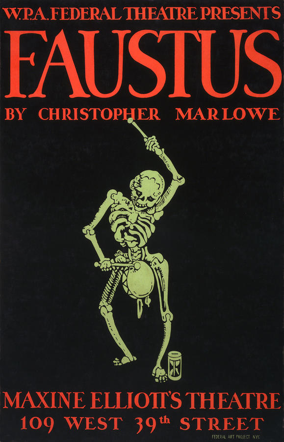 New York City Photograph - Poster For Faustus, Text Reads W.p.a by Everett