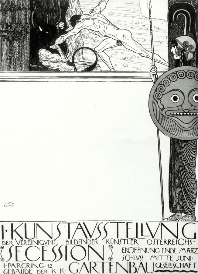 Gustav Klimt Drawing - Poster for the 1st  Vienna Secession by Gustav Klimt