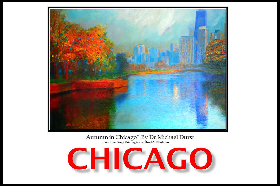 Chicago Mixed Media - Poster of Autumn in Chicago by Michael Durst