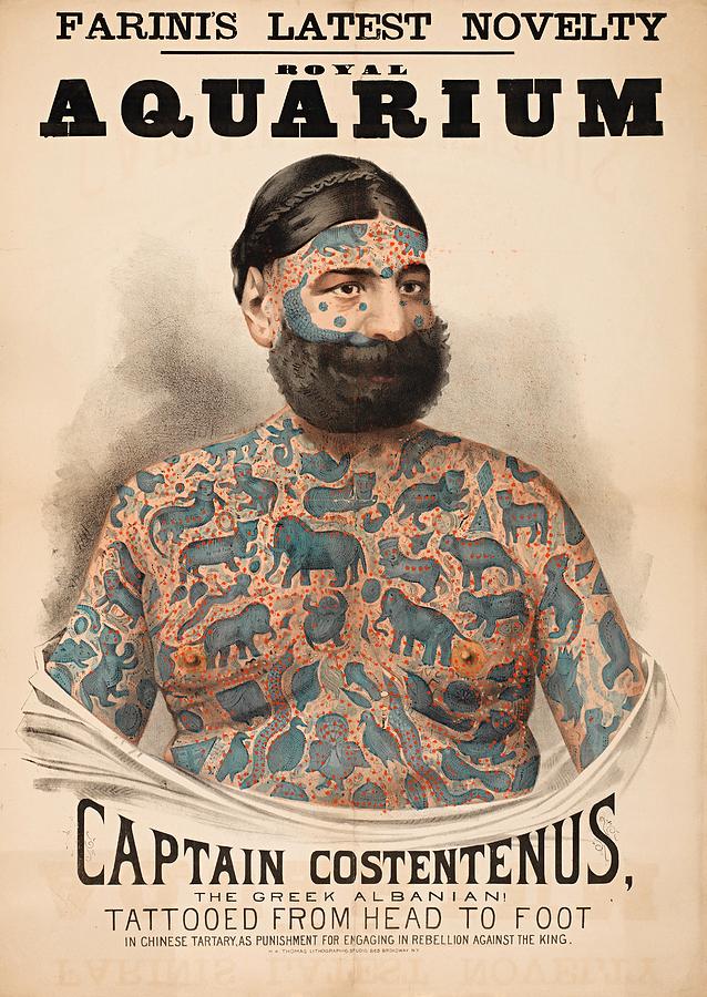 Poster of Captain Costentenus tattooed from head to foot Painting by Vincent Monozlay