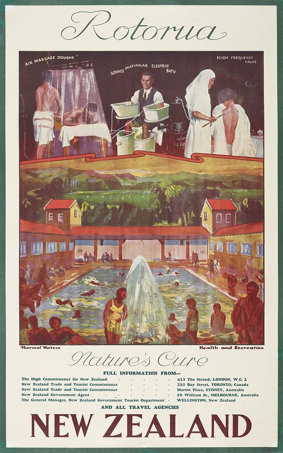 Poster, Rotorua, circa 1932, New Zealand, by New Zealand Railways Publicity Branch Painting by Celestial Images