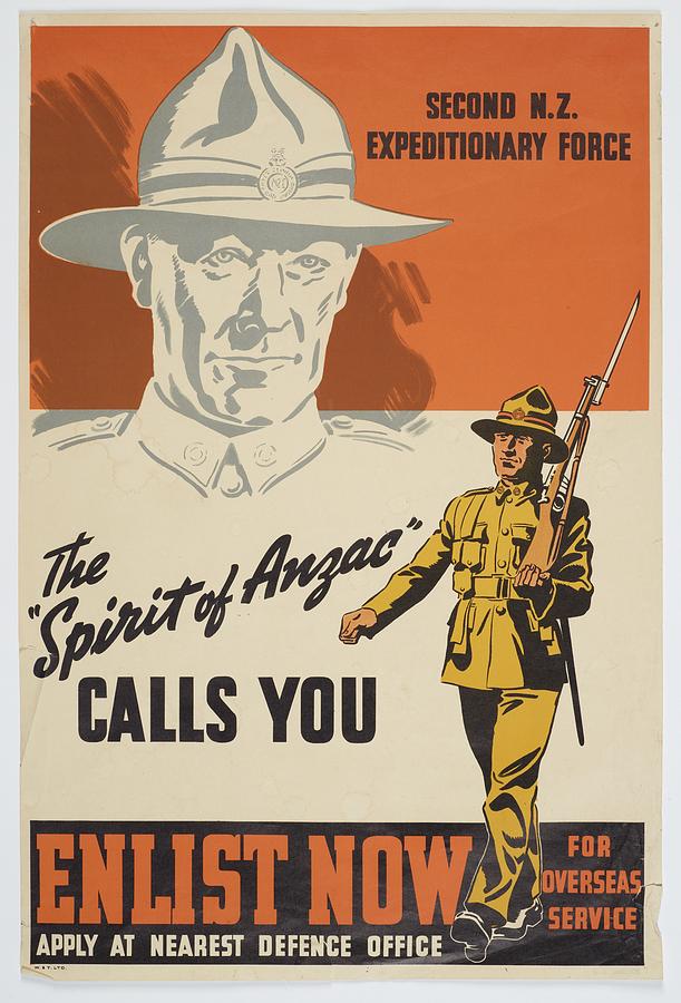 Poster The Spirit of ANZAC Calls You Late 1939  Early 1940 Wellington by Whitcombe and Tombs Lim Painting by Celestial Images