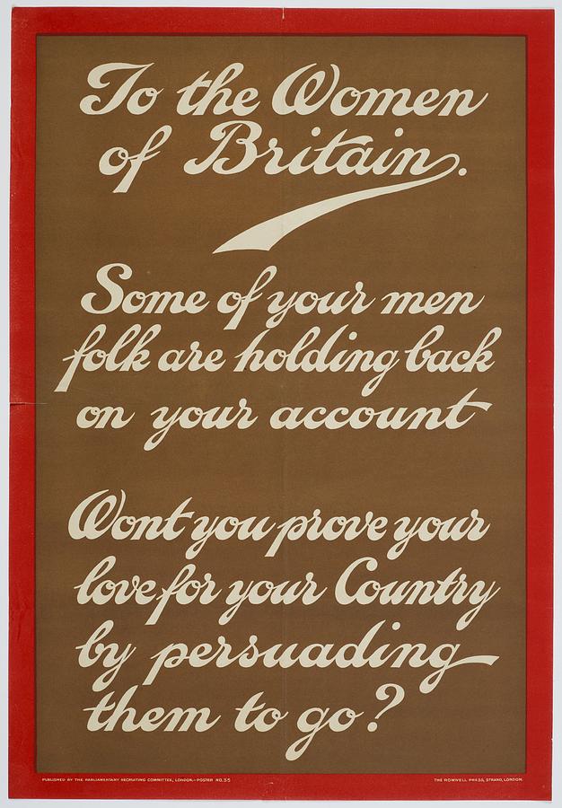 Poster To the Women of Britain 1915 United Kingdom by Parliamentary Recruiting Committee Painting by Celestial Images
