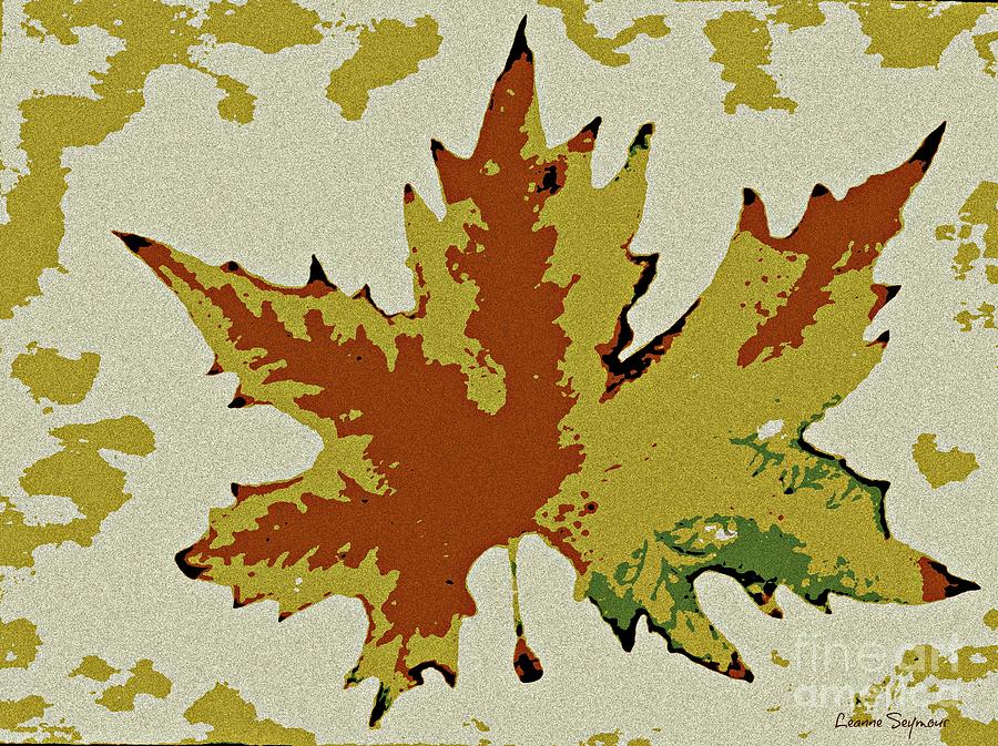 Posterized Autumn Leaf Painting by Leanne Seymour