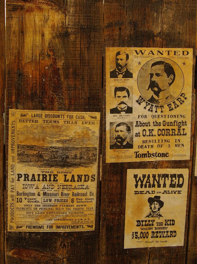 Posters on a Fence - Old West Photograph by Rob Johnston - Pixels