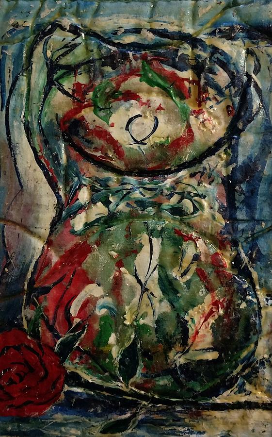 Potpourri Painting - Potpourri Vase with Rose by Edward Longo Potpourri Painting - Potpourri Vase with Rose by Edward Longo