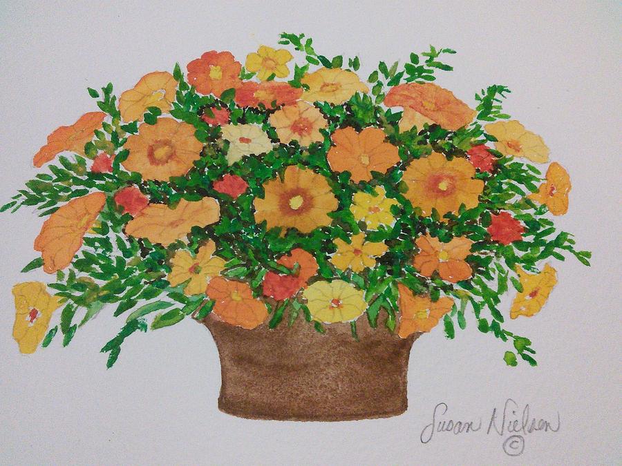 Pot of Gold Posies Painting by Susan Nielsen